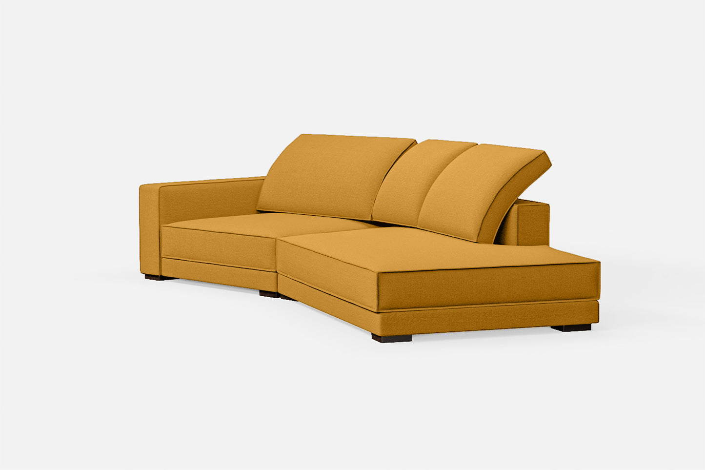 Bolzano 3 Seater Right Hand Facing Chaise Lounge Corner Sofa Yellow Linen Fabric