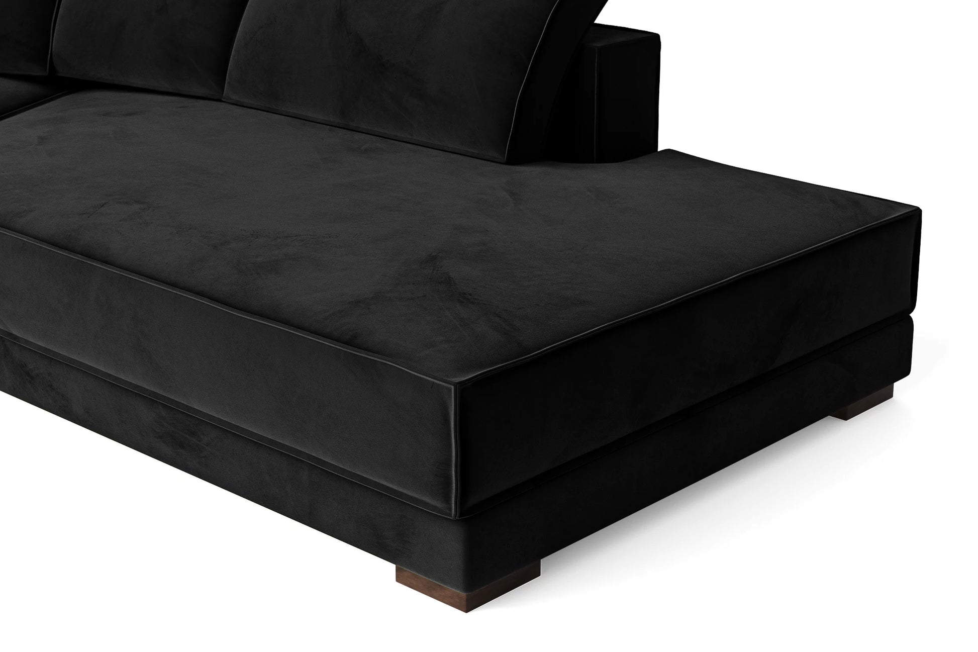 Bolzano 3 Seater Right Hand Facing Chaise Lounge Corner Sofa Black Velvet