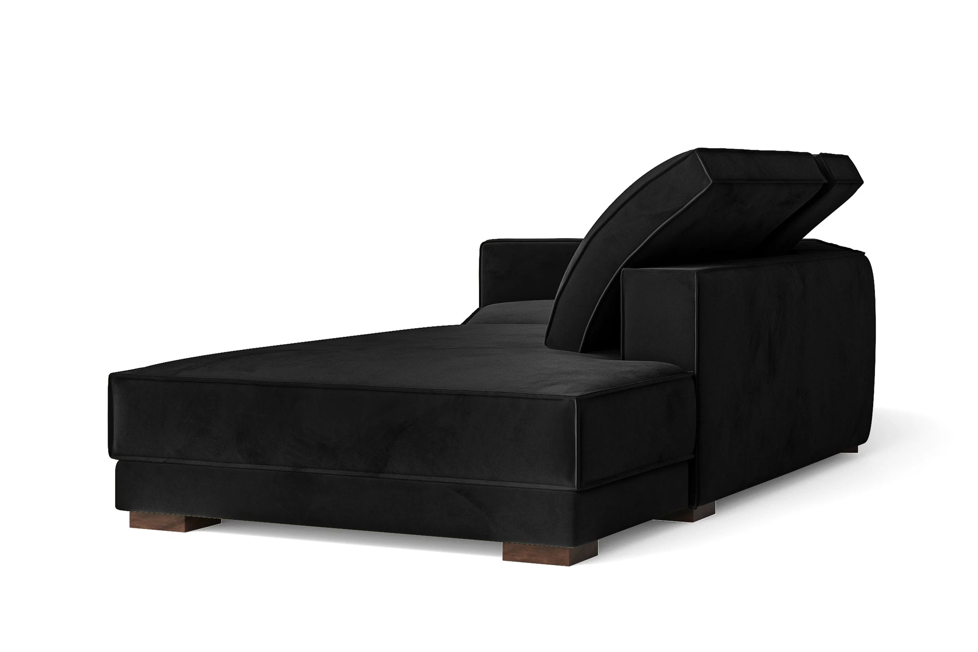 Bolzano 3 Seater Right Hand Facing Chaise Lounge Corner Sofa Black Velvet