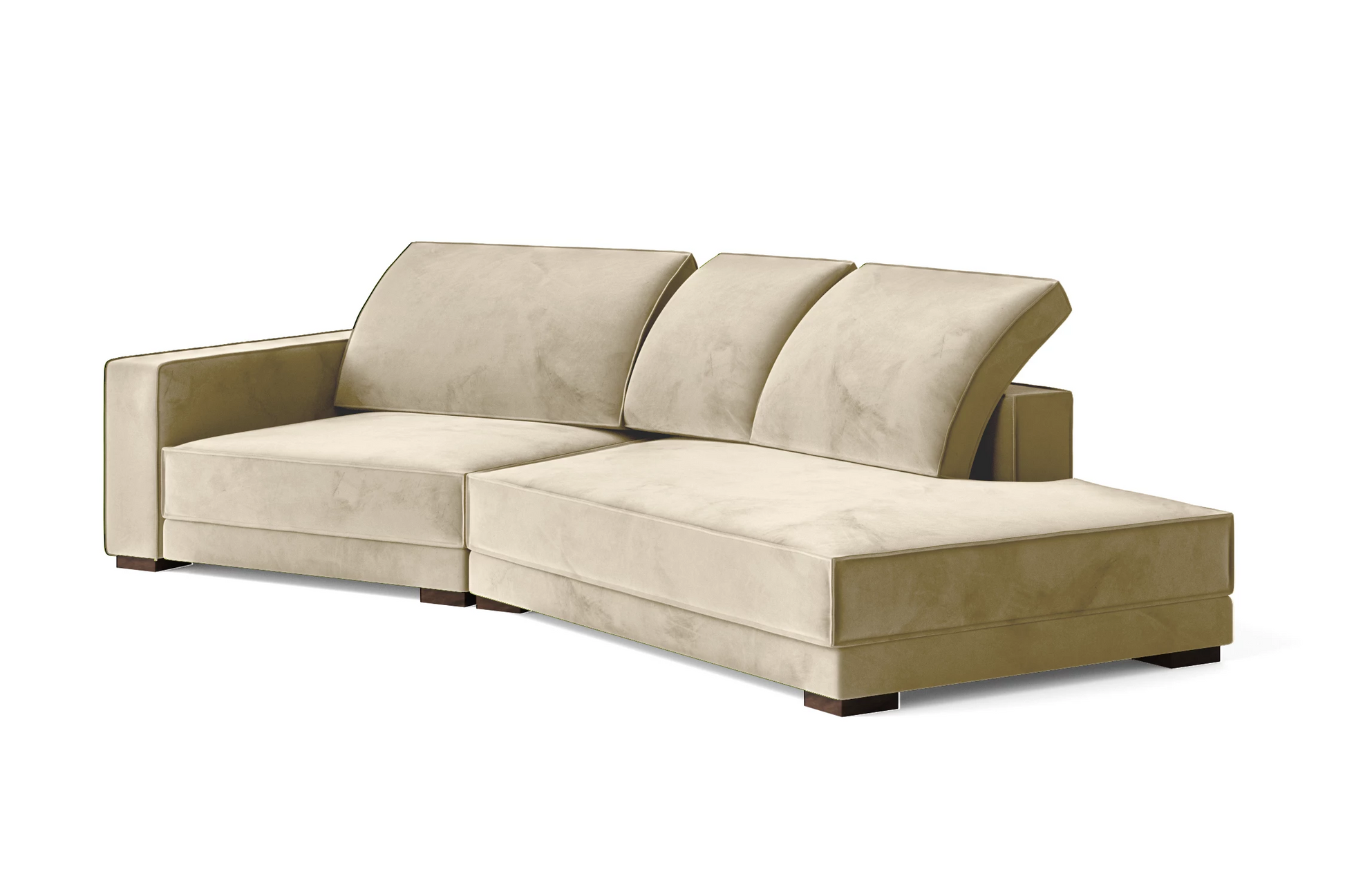 Bolzano 3 Seater Right Hand Facing Chaise Lounge Corner Sofa Cream Velvet