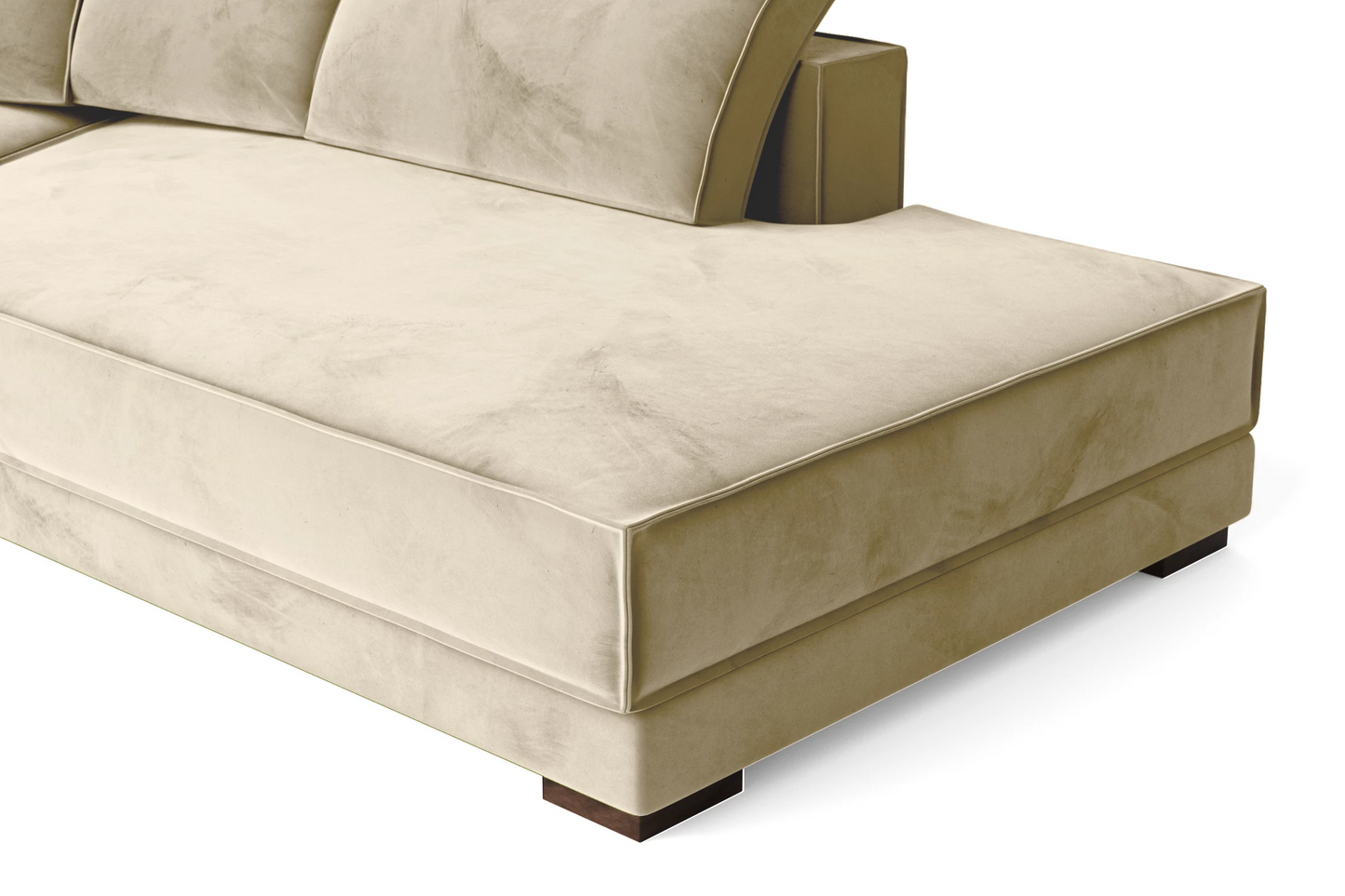 Bolzano 3 Seater Right Hand Facing Chaise Lounge Corner Sofa Cream Velvet