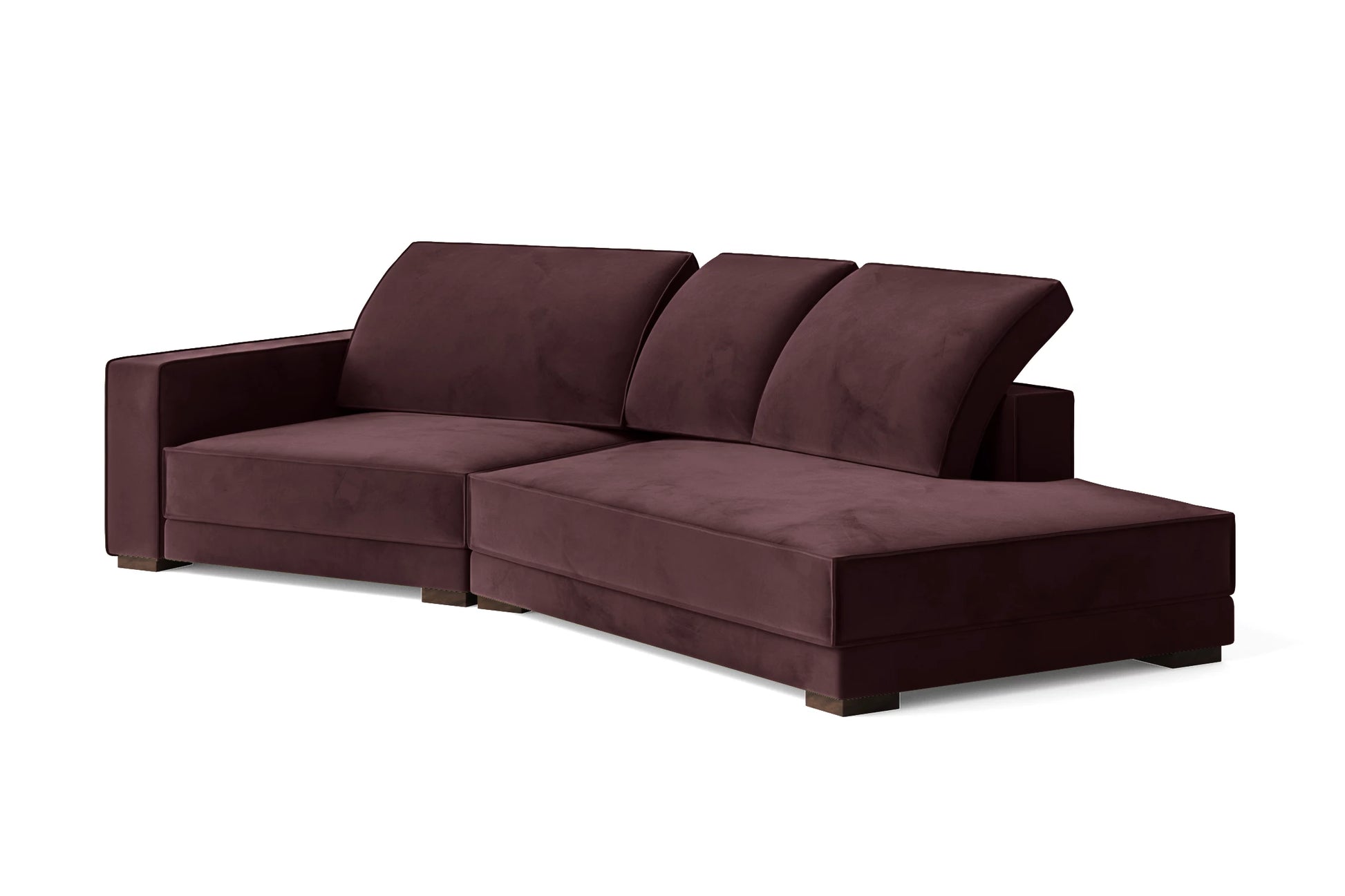 Bolzano 3 Seater Right Hand Facing Chaise Lounge Corner Sofa Grape Velvet