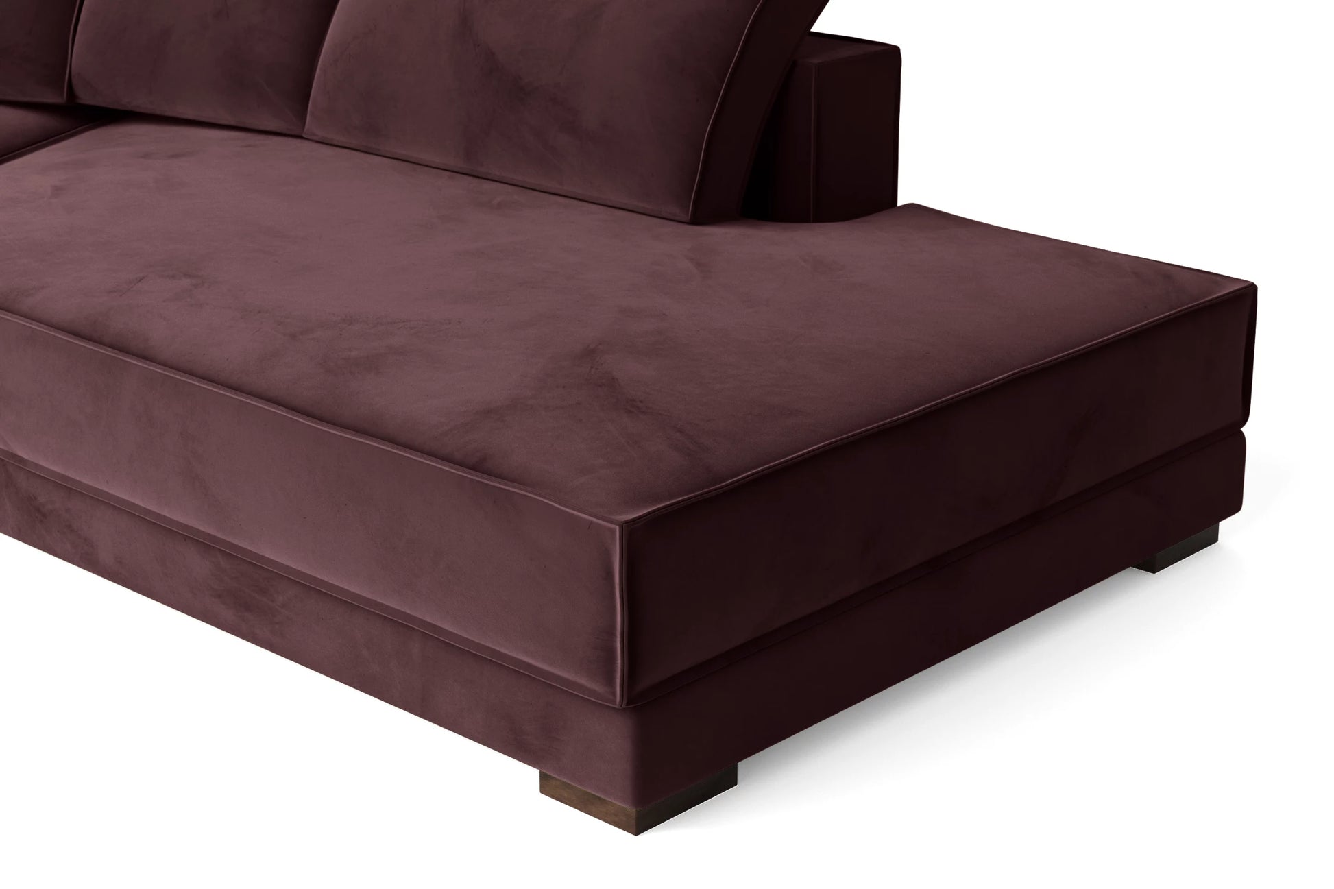 Bolzano 3 Seater Right Hand Facing Chaise Lounge Corner Sofa Grape Velvet