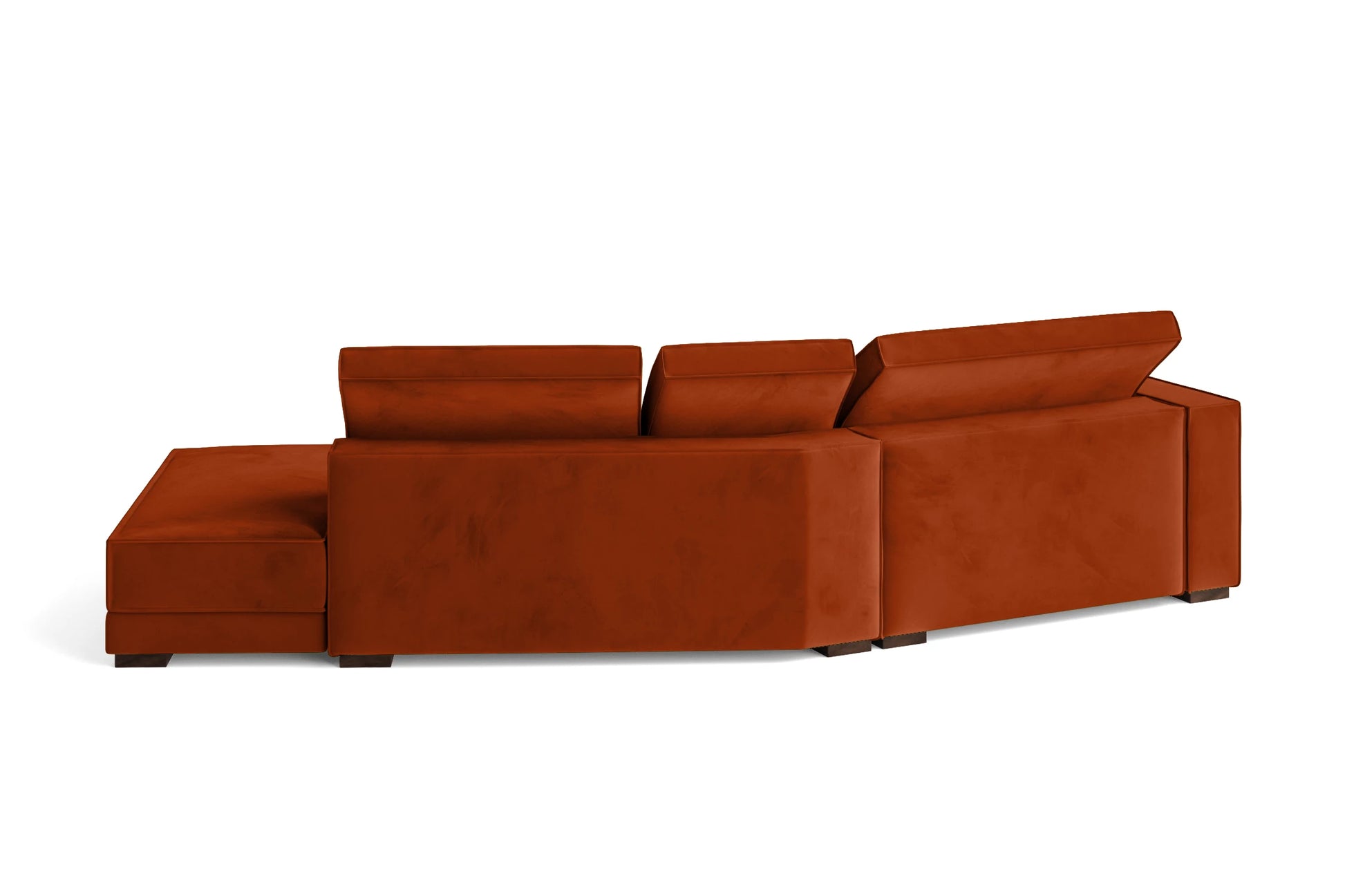 Bolzano 3 Seater Right Hand Facing Chaise Lounge Corner Sofa Orange Velvet