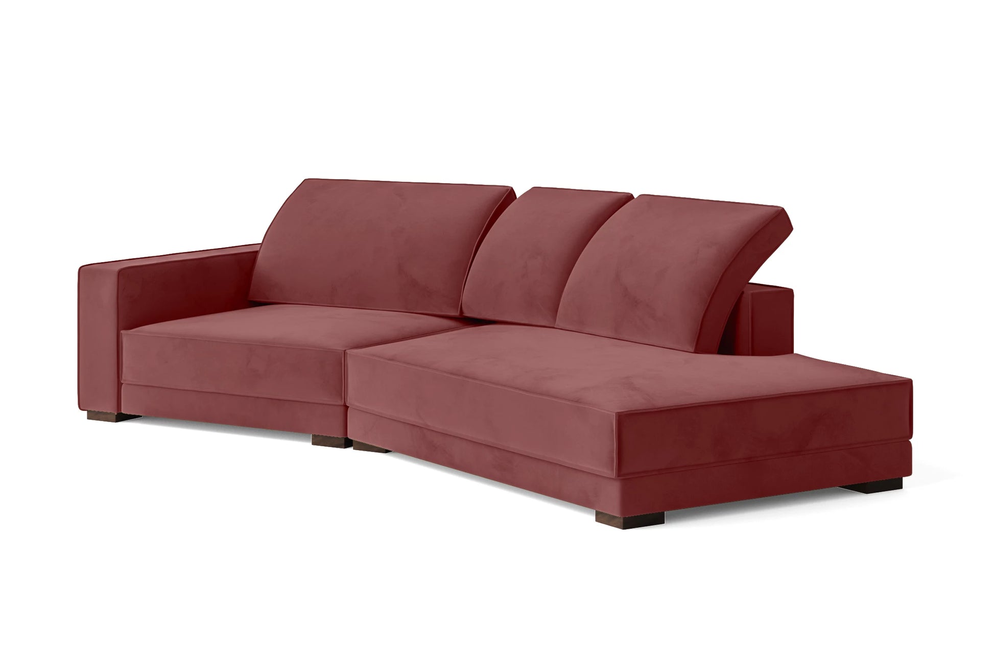 Bolzano 3 Seater Right Hand Facing Chaise Lounge Corner Sofa Pink Velvet