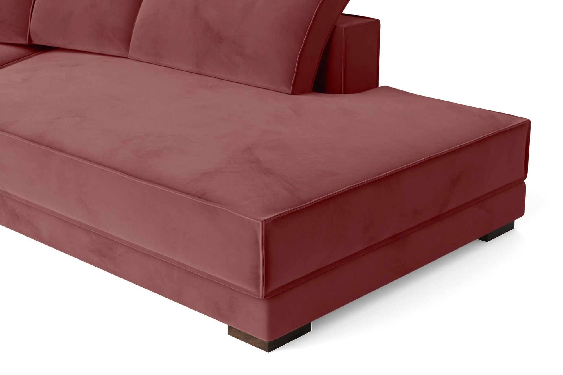 Bolzano 3 Seater Right Hand Facing Chaise Lounge Corner Sofa Pink Velvet