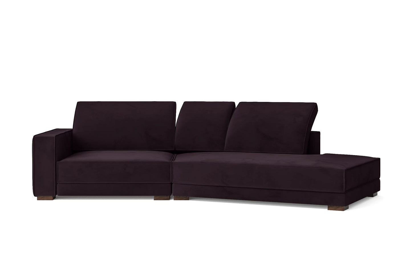 Bolzano 3 Seater Right Hand Facing Chaise Lounge Corner Sofa Purple Velvet