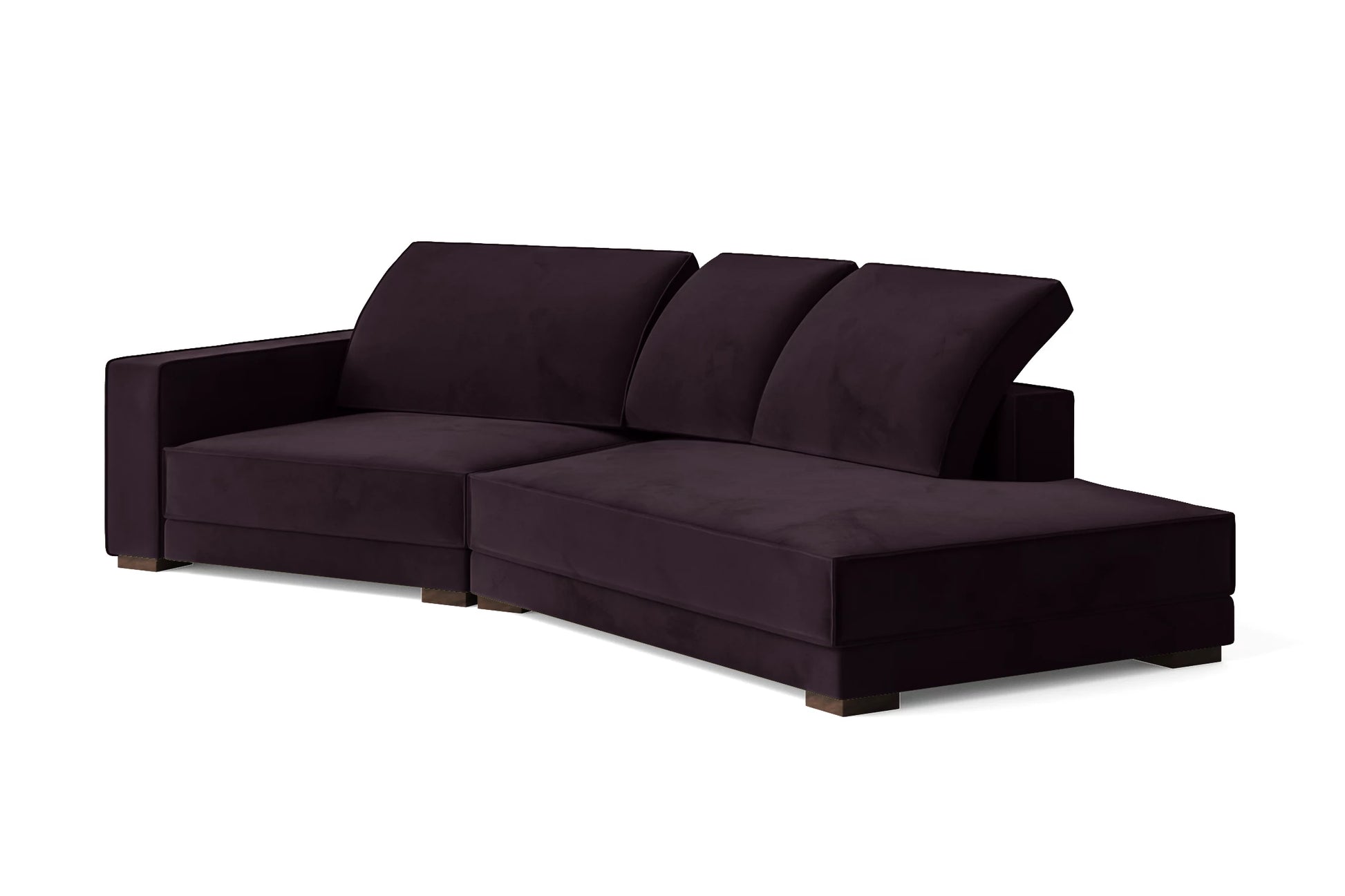 Bolzano 3 Seater Right Hand Facing Chaise Lounge Corner Sofa Purple Velvet