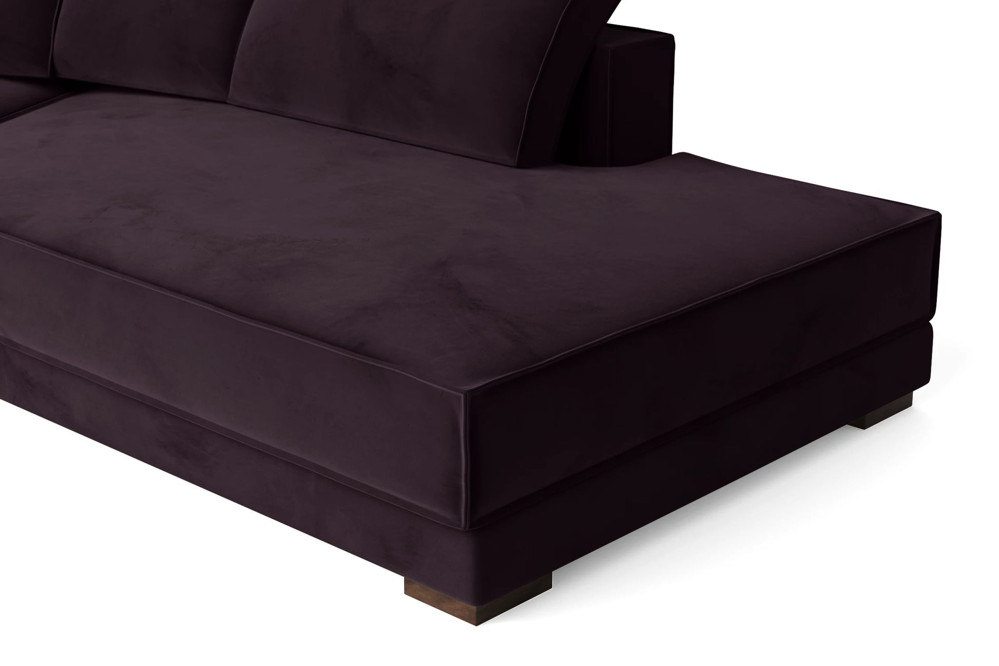 Bolzano 3 Seater Right Hand Facing Chaise Lounge Corner Sofa Purple Velvet