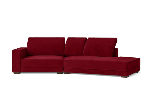 Bolzano 3 Seater Right Hand Facing Chaise Lounge Corner Sofa Red Velvet