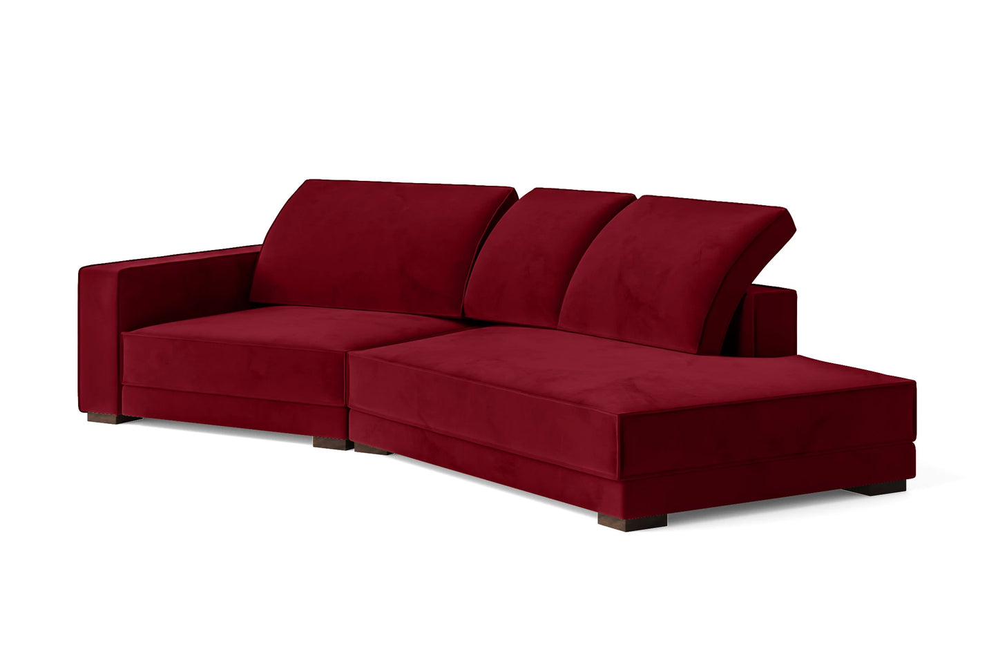 Bolzano 3 Seater Right Hand Facing Chaise Lounge Corner Sofa Red Velvet