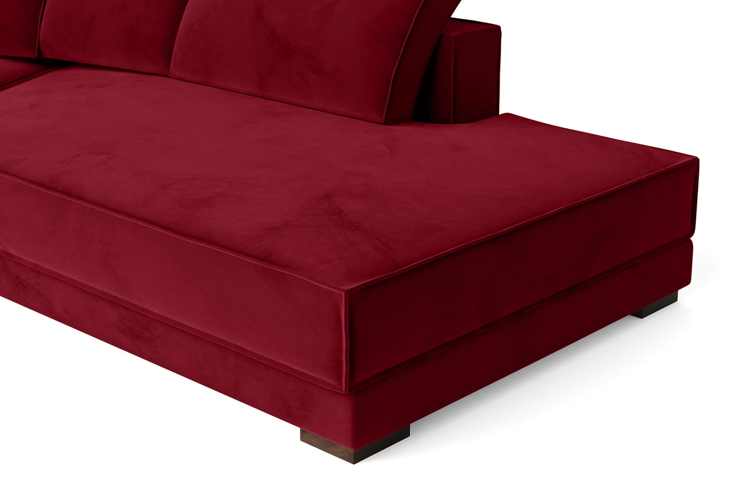 Bolzano 3 Seater Right Hand Facing Chaise Lounge Corner Sofa Red Velvet