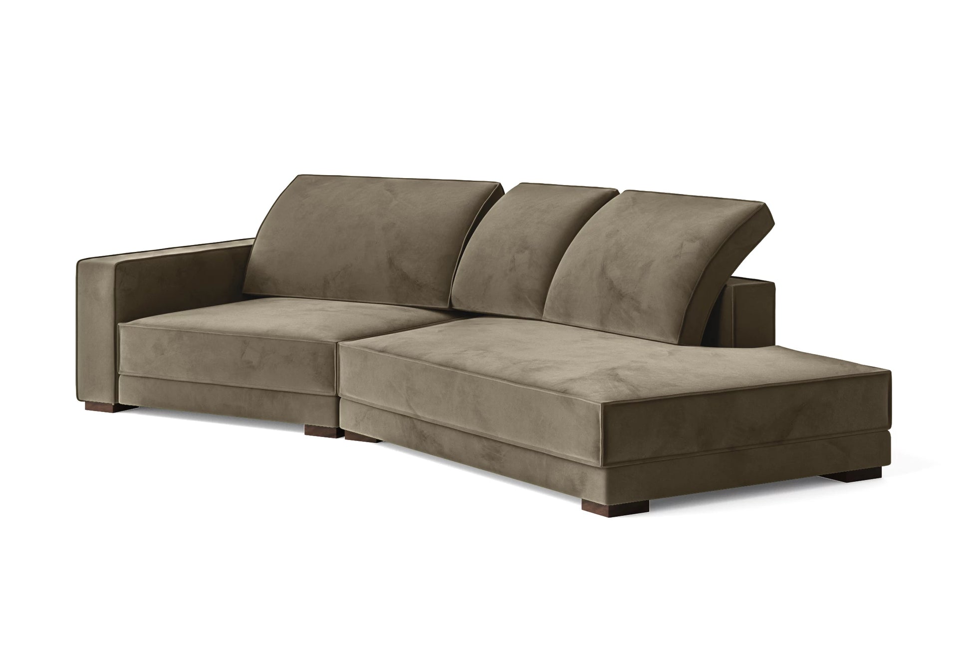 Bolzano 3 Seater Right Hand Facing Chaise Lounge Corner Sofa Sand Velvet