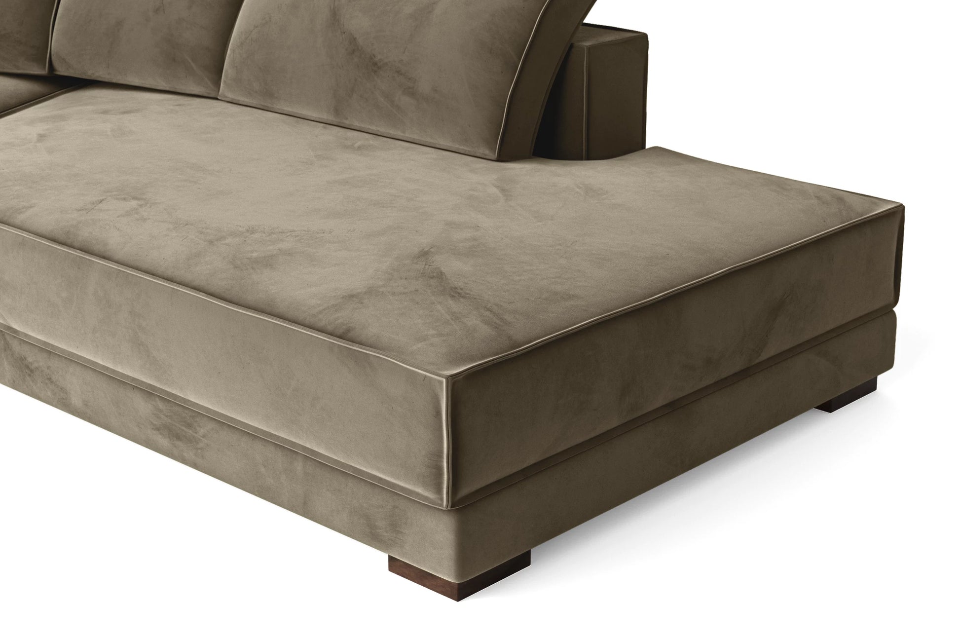 Bolzano 3 Seater Right Hand Facing Chaise Lounge Corner Sofa Sand Velvet