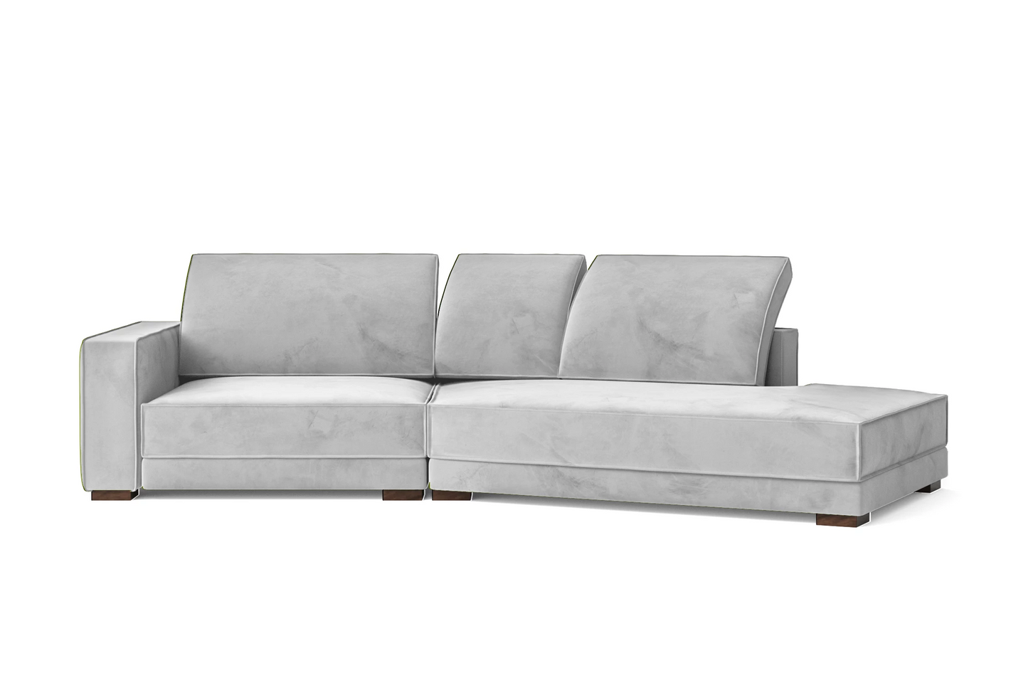 Bolzano 3 Seater Right Hand Facing Chaise Lounge Corner Sofa White Velvet