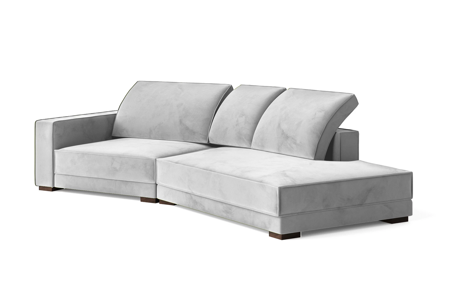 Bolzano 3 Seater Right Hand Facing Chaise Lounge Corner Sofa White Velvet