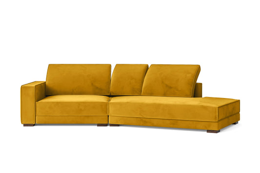 Bolzano 3 Seater Right Hand Facing Chaise Lounge Corner Sofa Yellow Velvet