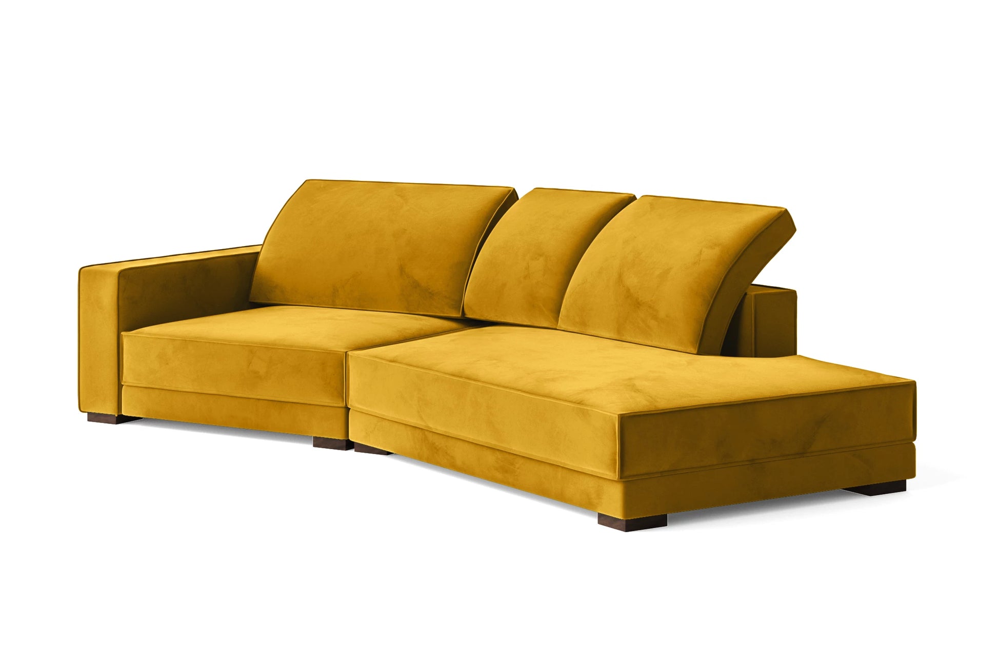 Bolzano 3 Seater Right Hand Facing Chaise Lounge Corner Sofa Yellow Velvet