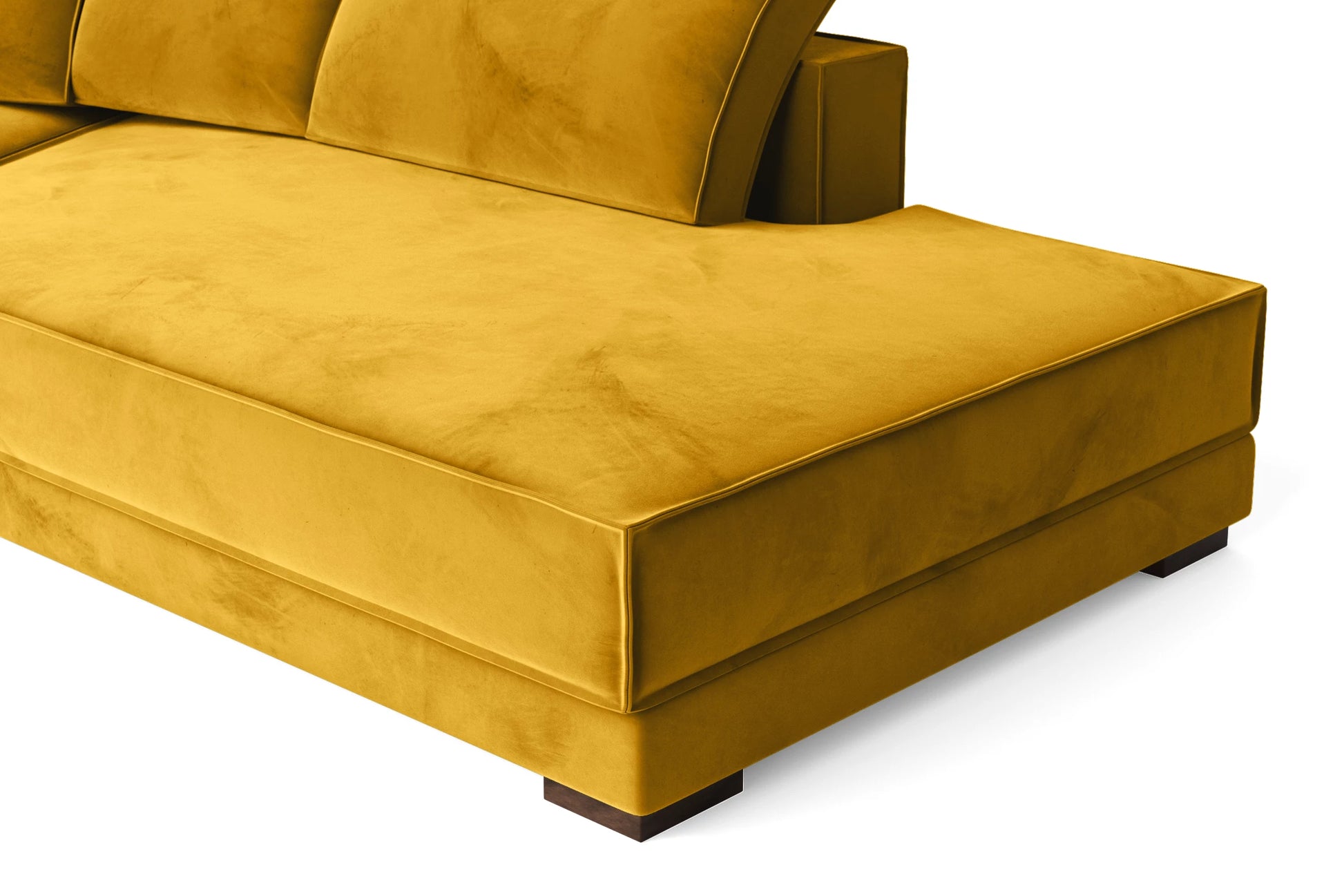 Bolzano 3 Seater Right Hand Facing Chaise Lounge Corner Sofa Yellow Velvet