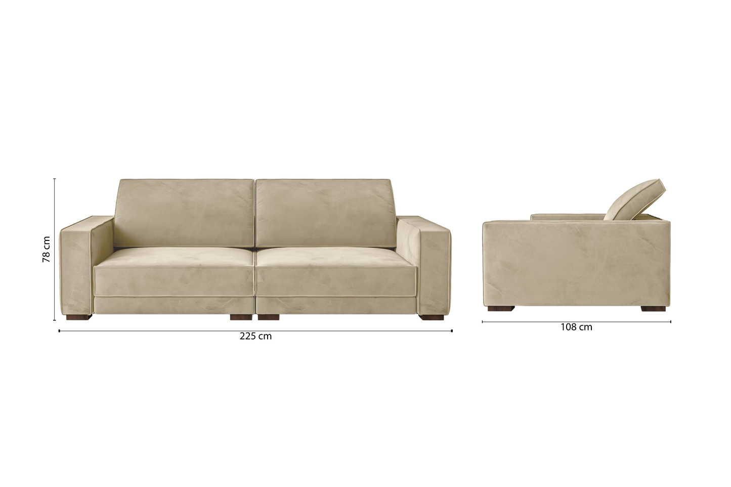 Bolzano 3 Seater Sofa Cream Velvet