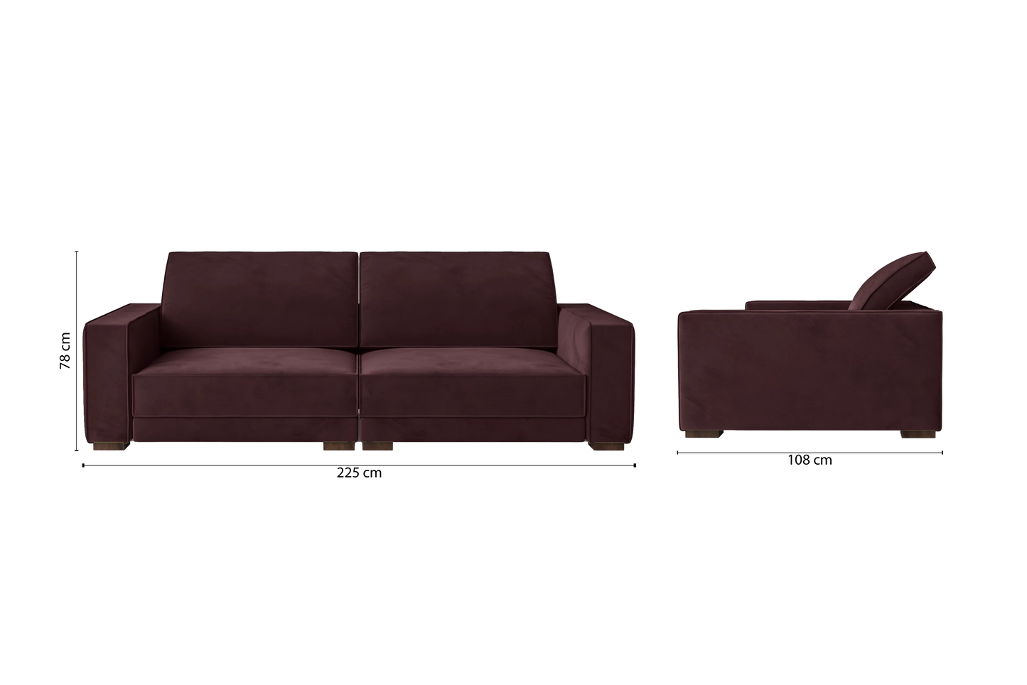 Bolzano 3 Seater Sofa Grape Velvet