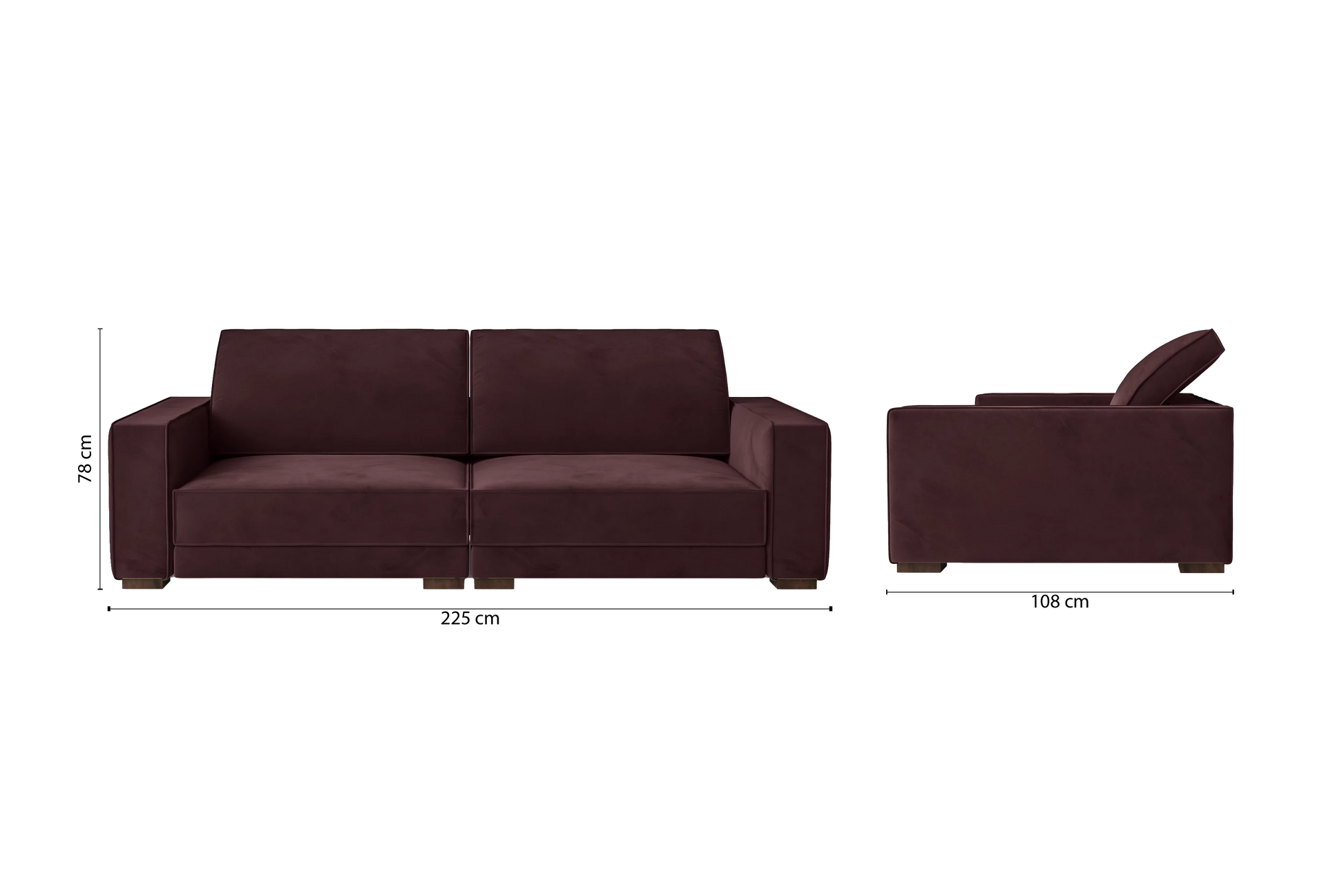 Bolzano 3 Seater Sofa Grape Velvet