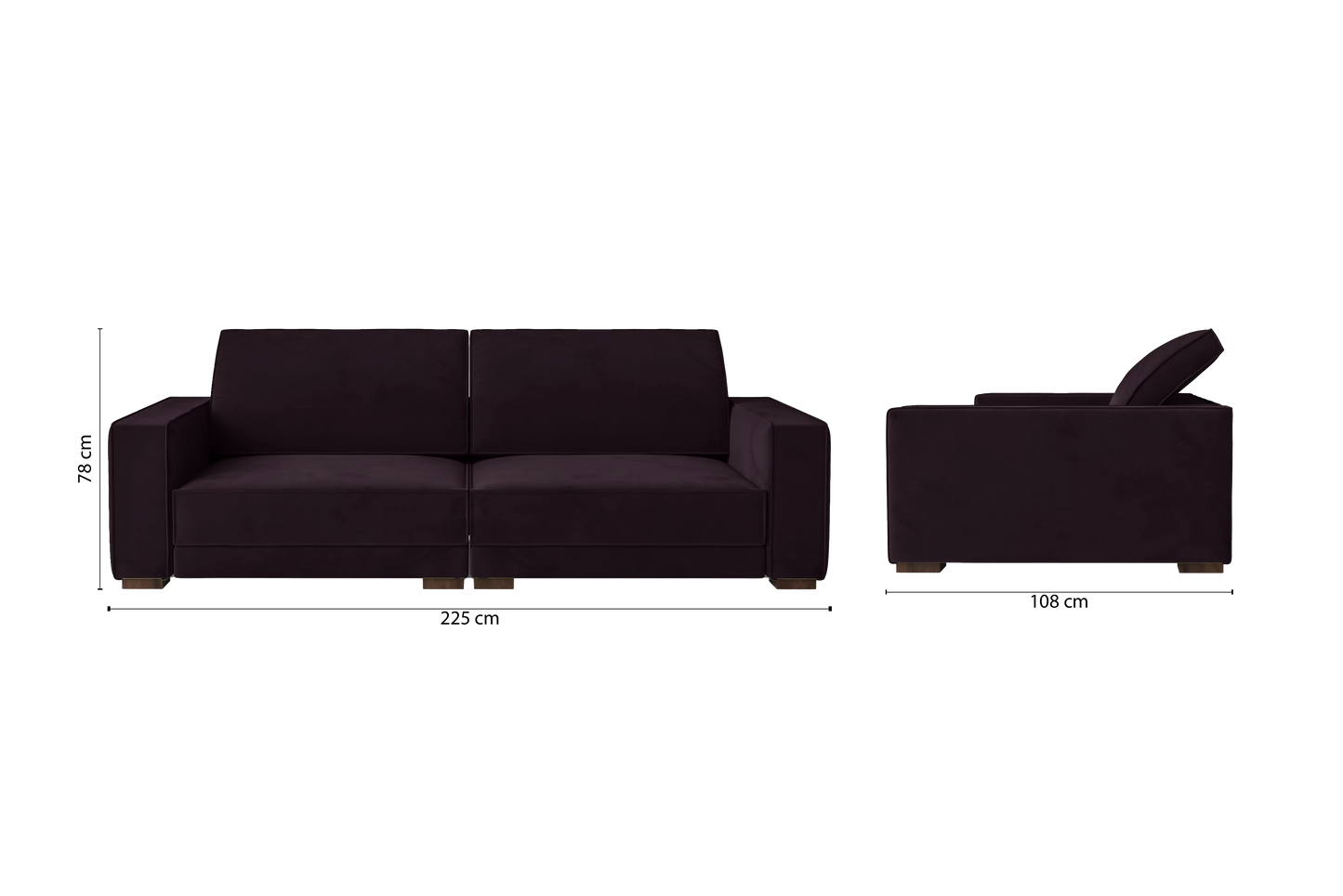 Bolzano 3 Seater Sofa Purple Velvet