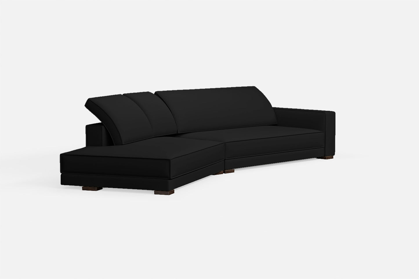 Bolzano 4 Seater Left Hand Facing Chaise Lounge Corner Sofa Black Leather