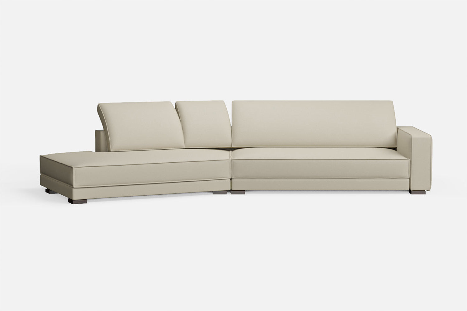 Bolzano 4 Seater Left Hand Facing Chaise Lounge Corner Sofa Cream Leather