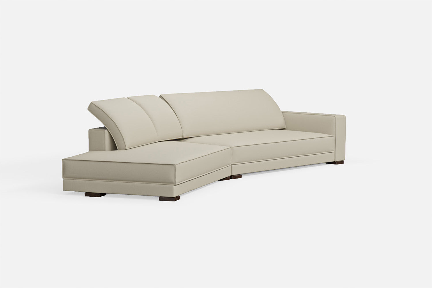 Bolzano 4 Seater Left Hand Facing Chaise Lounge Corner Sofa Cream Leather