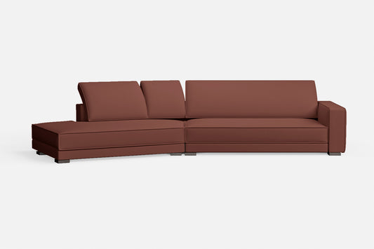 Bolzano 4 Seater Left Hand Facing Chaise Lounge Corner Sofa Mauve Leather