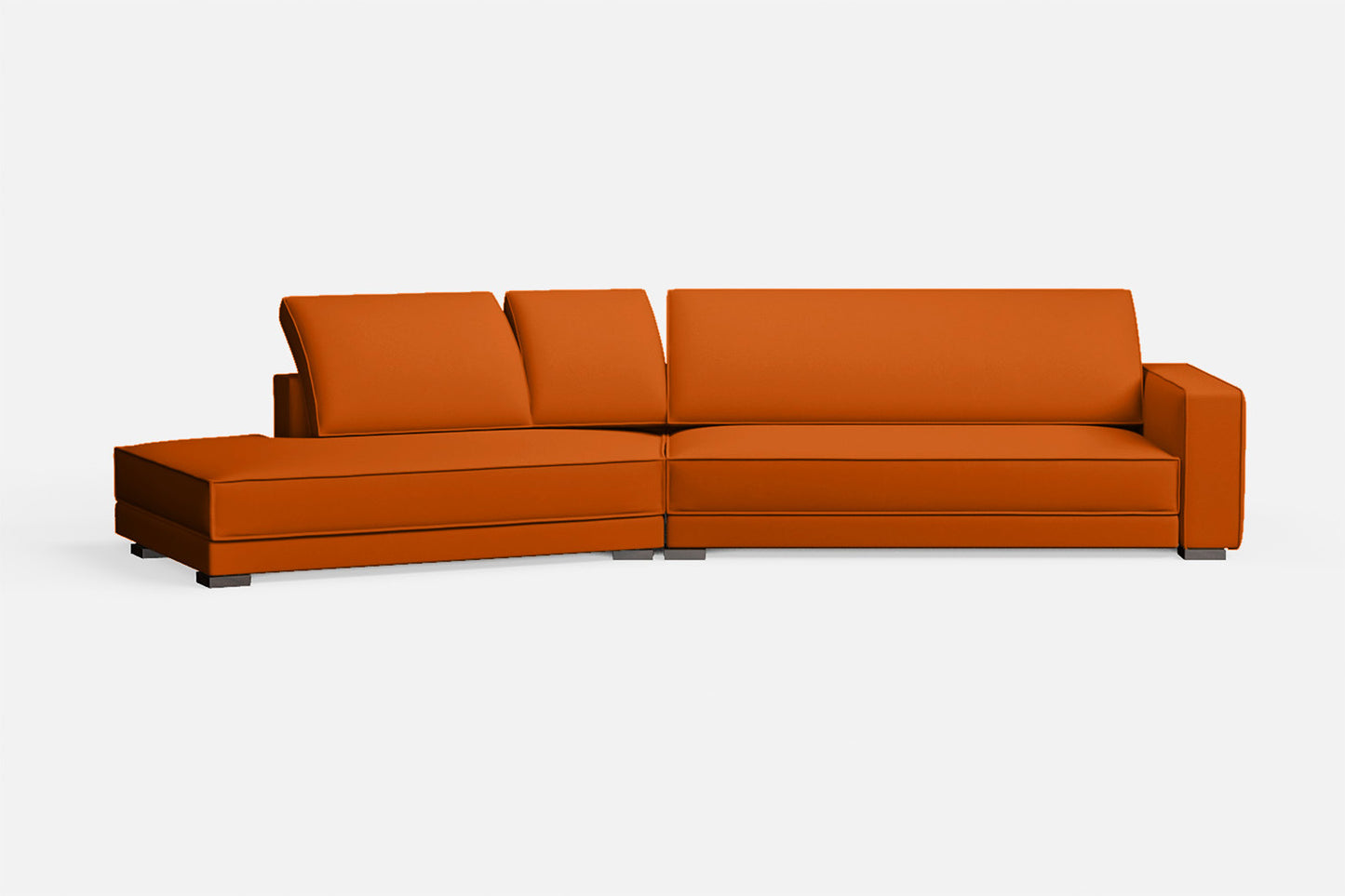 Bolzano 4 Seater Left Hand Facing Chaise Lounge Corner Sofa Orange Leather