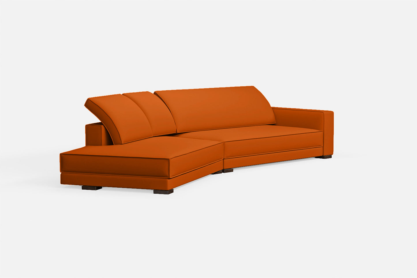 Bolzano 4 Seater Left Hand Facing Chaise Lounge Corner Sofa Orange Leather