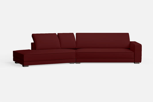 Bolzano 4 Seater Left Hand Facing Chaise Lounge Corner Sofa Red Leather