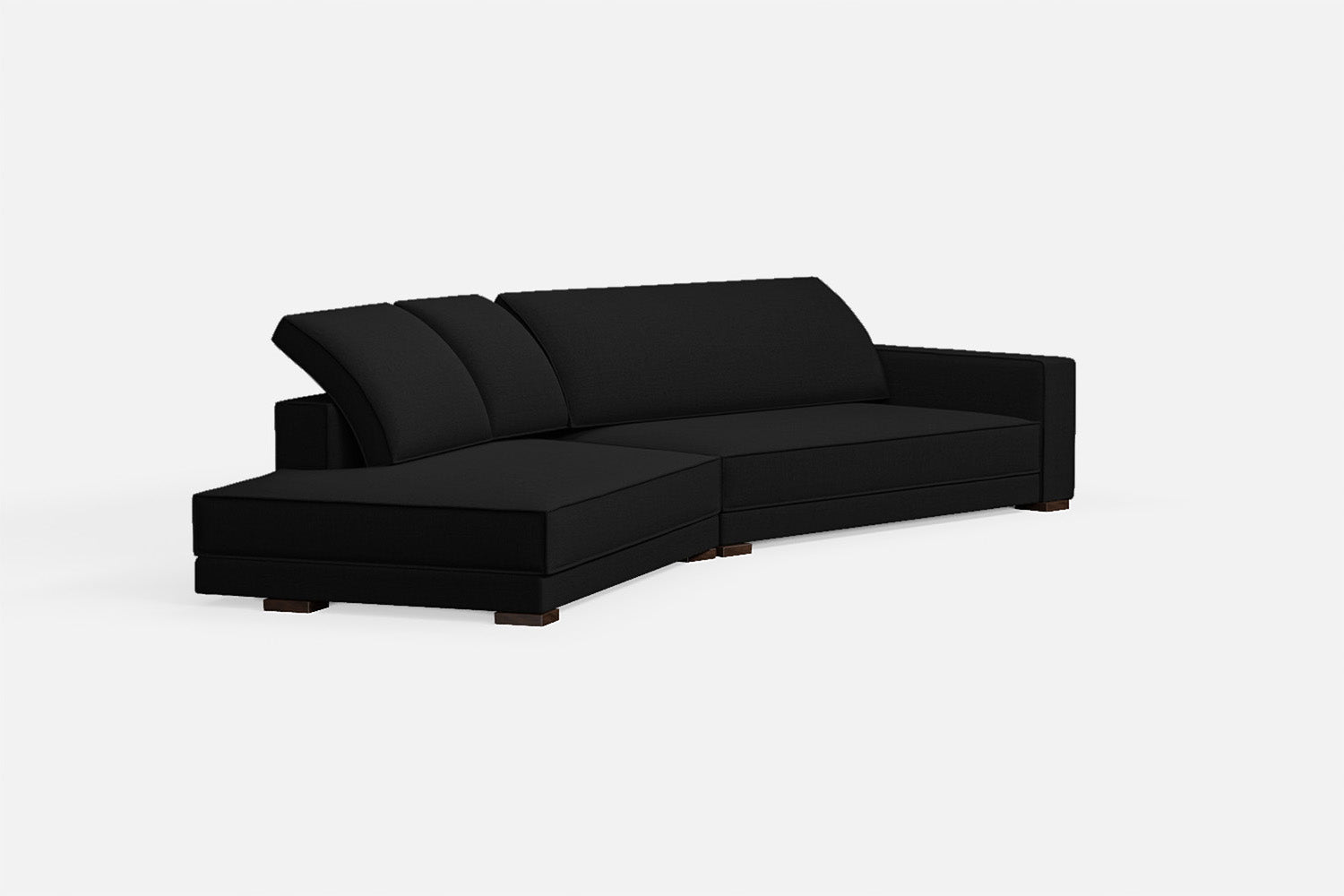 Bolzano 4 Seater Left Hand Facing Chaise Lounge Corner Sofa Black Linen Fabric