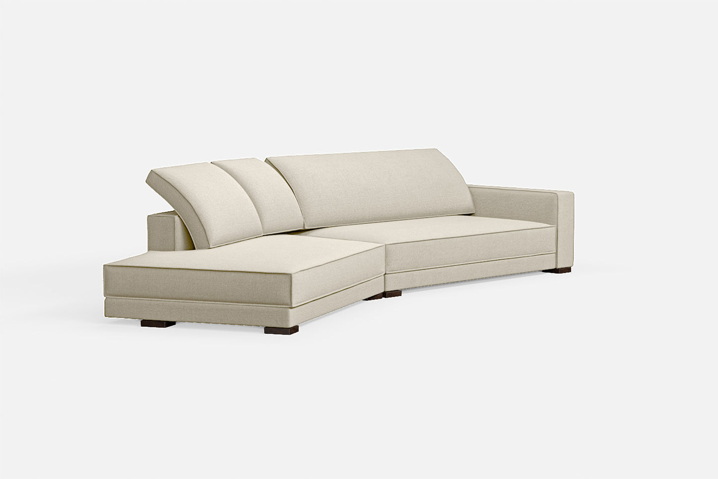 Bolzano 4 Seater Left Hand Facing Chaise Lounge Corner Sofa Cream Linen Fabric