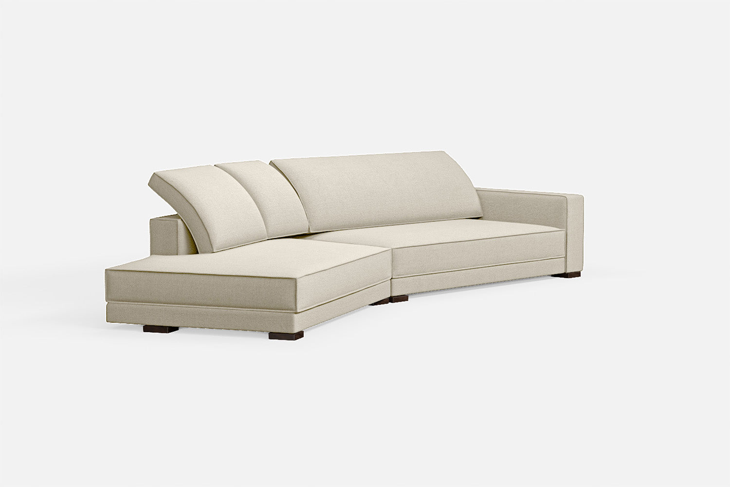 Bolzano 4 Seater Left Hand Facing Chaise Lounge Corner Sofa Cream Linen Fabric