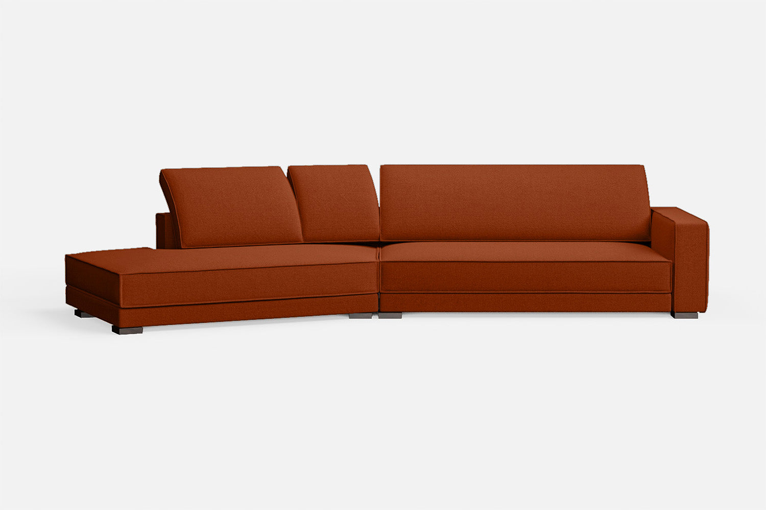 Bolzano 4 Seater Left Hand Facing Chaise Lounge Corner Sofa Orange Linen Fabric