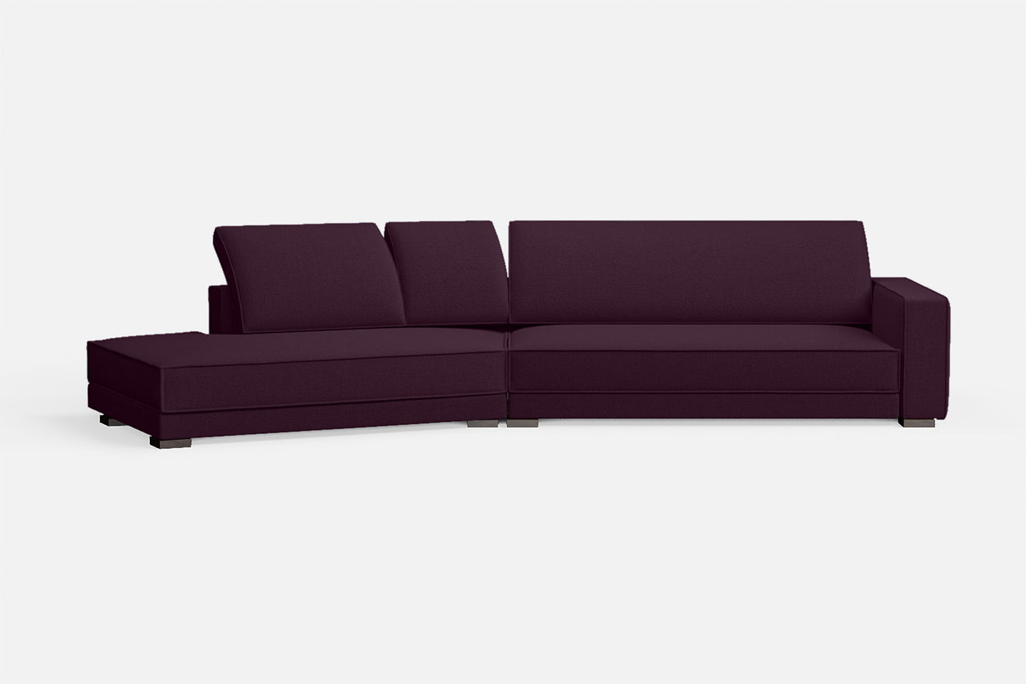 Bolzano 4 Seater Left Hand Facing Chaise Lounge Corner Sofa Purple Linen Fabric