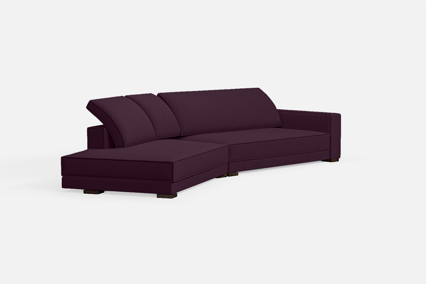 Bolzano 4 Seater Left Hand Facing Chaise Lounge Corner Sofa Purple Linen Fabric