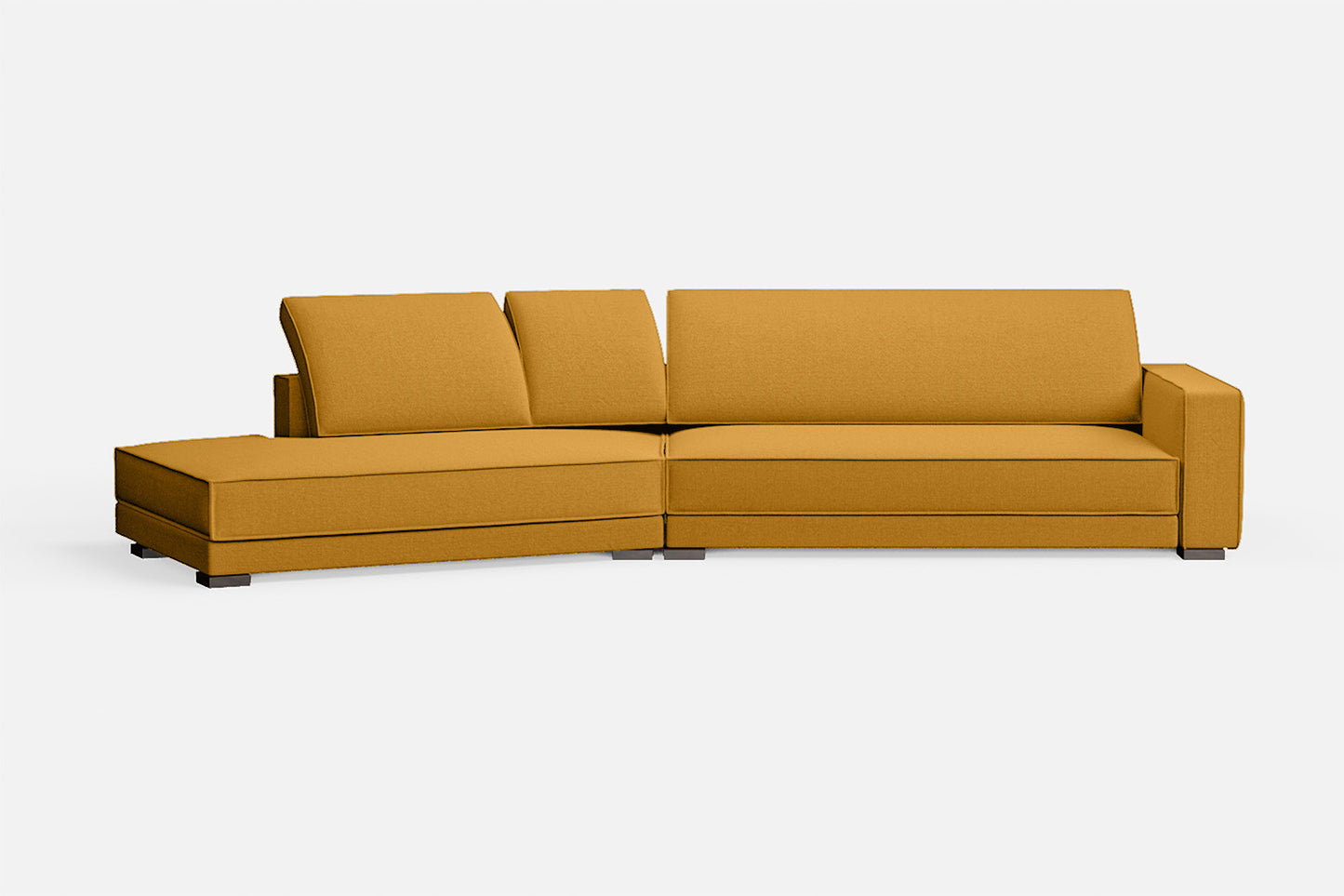 Bolzano 4 Seater Left Hand Facing Chaise Lounge Corner Sofa Yellow Linen Fabric