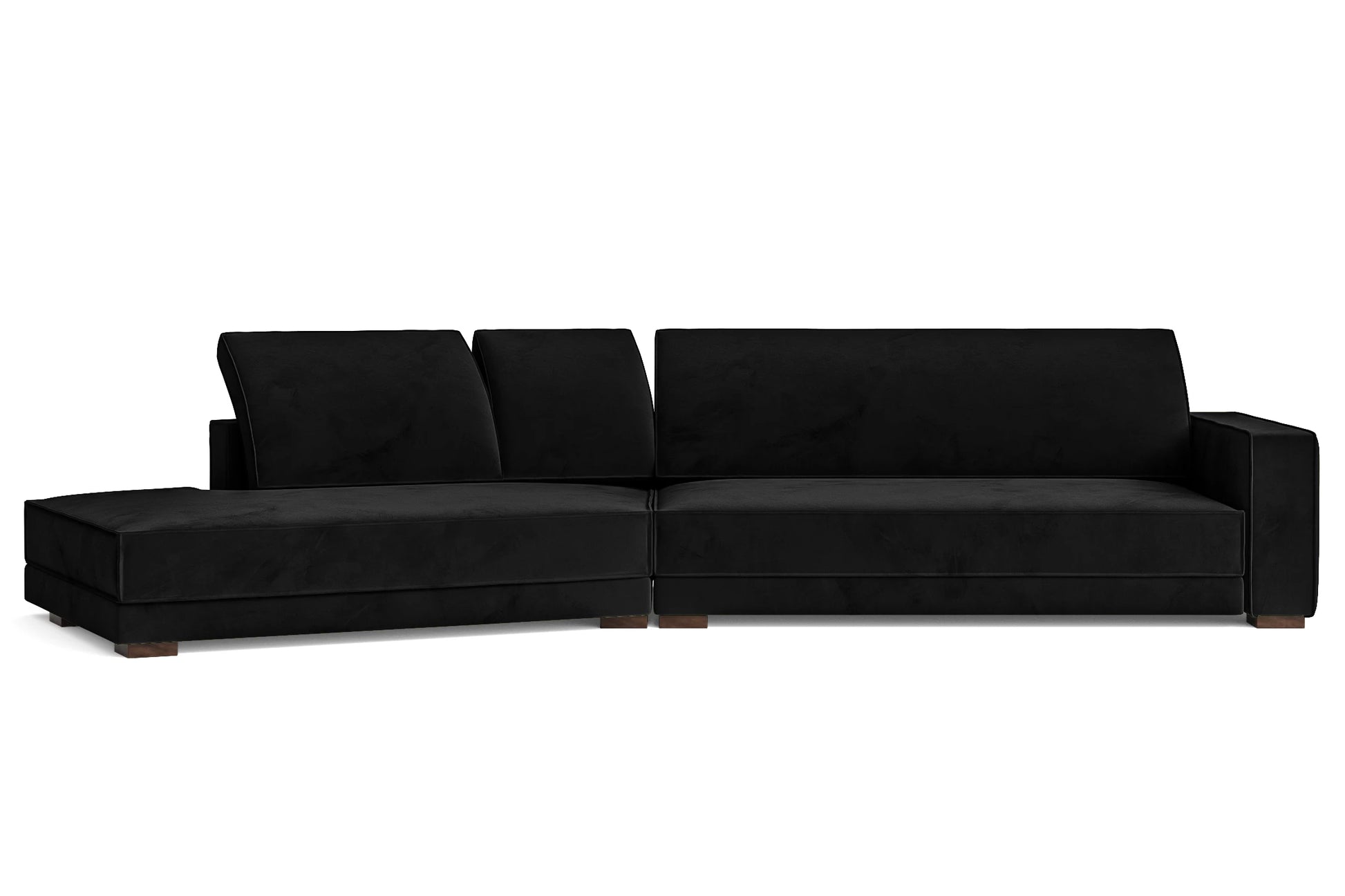 Bolzano 4 Seater Left Hand Facing Chaise Lounge Corner Sofa Black Velvet