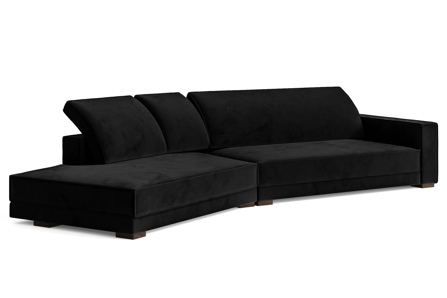 Bolzano 4 Seater Left Hand Facing Chaise Lounge Corner Sofa Black Velvet