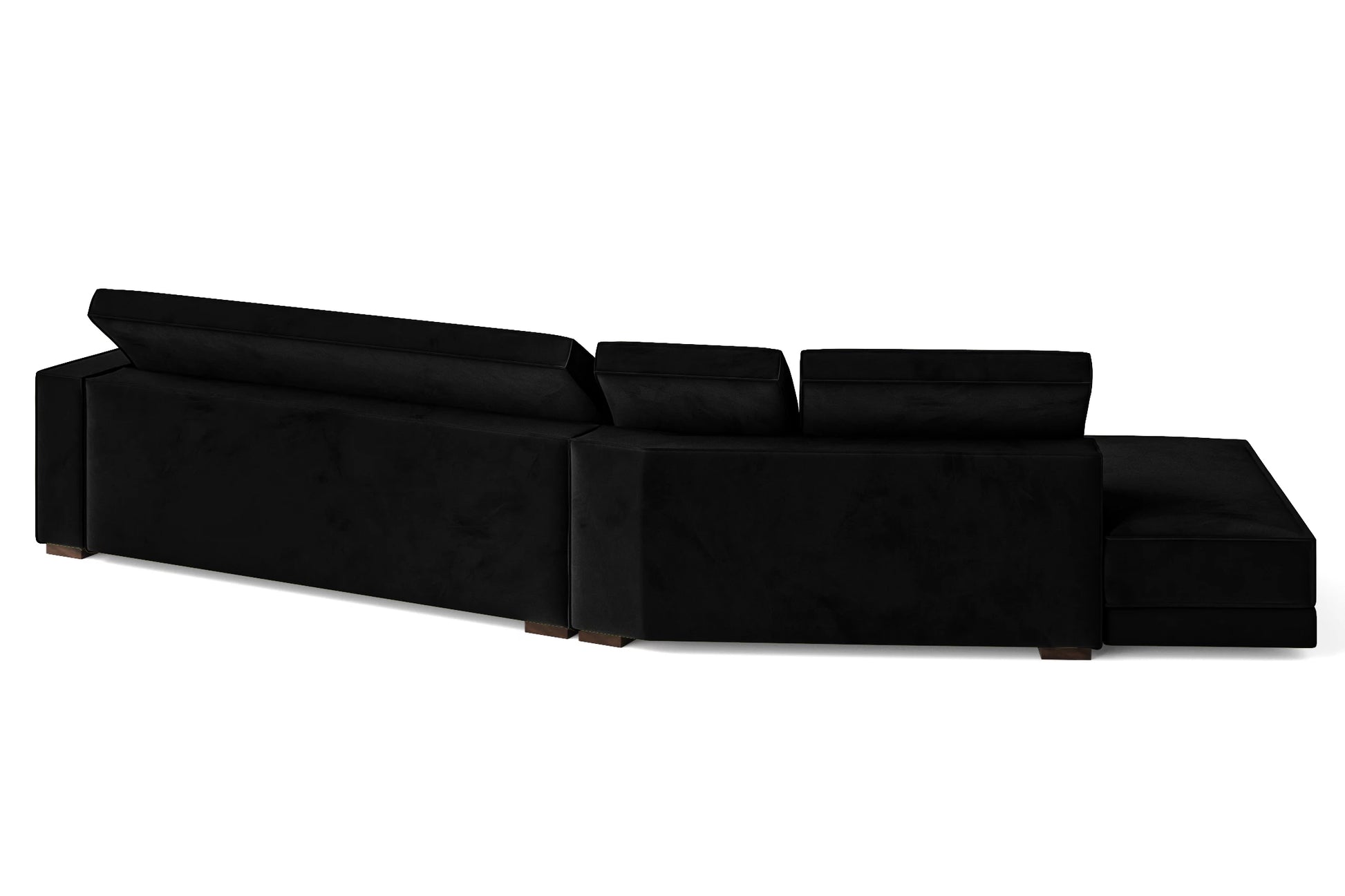 Bolzano 4 Seater Left Hand Facing Chaise Lounge Corner Sofa Black Velvet