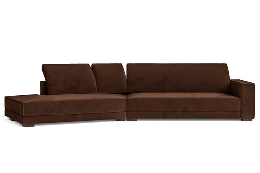 Bolzano 4 Seater Left Hand Facing Chaise Lounge Corner Sofa Coffee Brown Velvet