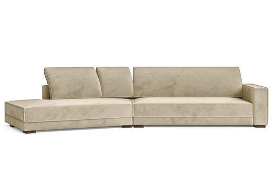 Bolzano 4 Seater Left Hand Facing Chaise Lounge Corner Sofa Cream Velvet