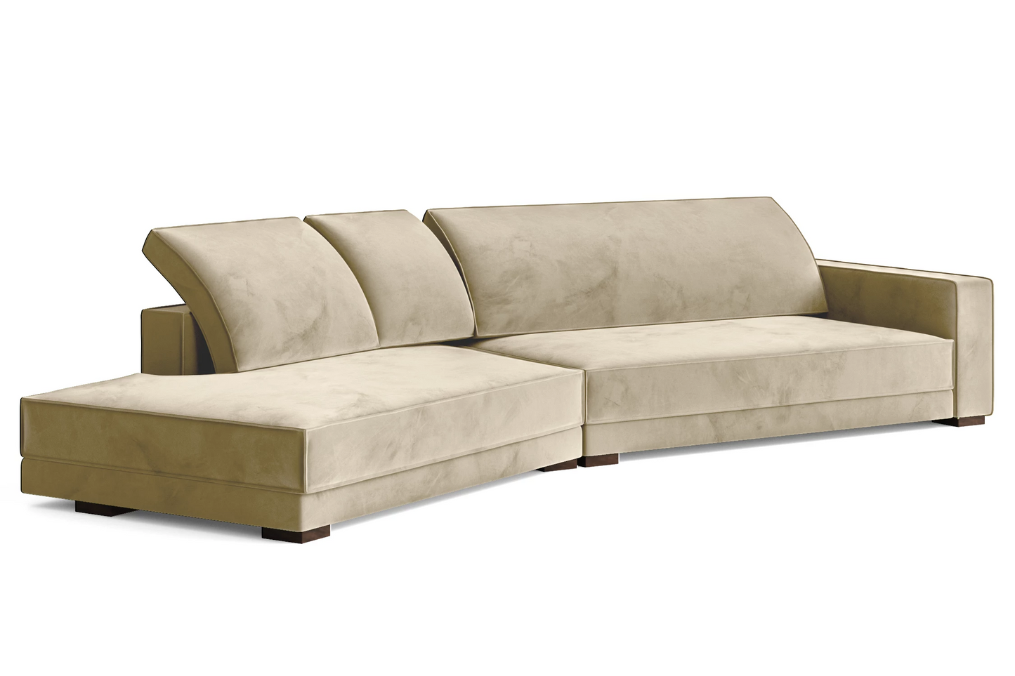 Bolzano 4 Seater Left Hand Facing Chaise Lounge Corner Sofa Cream Velvet