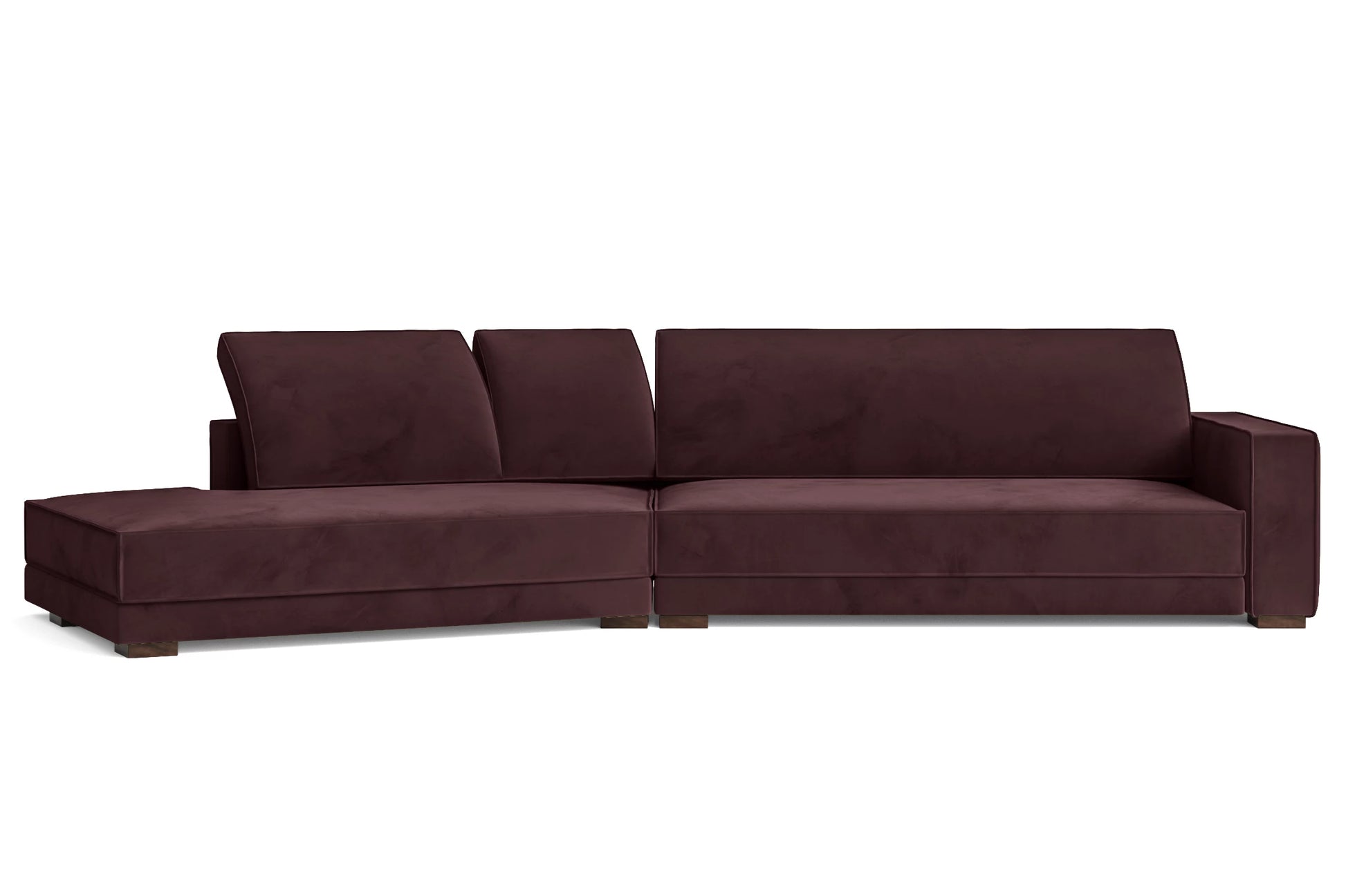 Bolzano 4 Seater Left Hand Facing Chaise Lounge Corner Sofa Grape Velvet