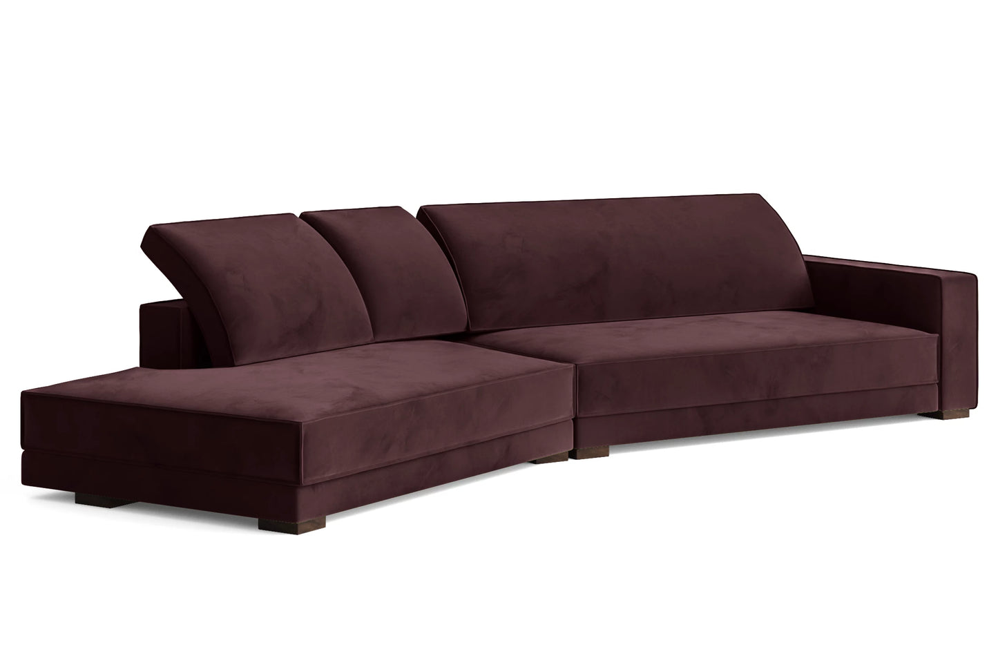 Bolzano 4 Seater Left Hand Facing Chaise Lounge Corner Sofa Grape Velvet