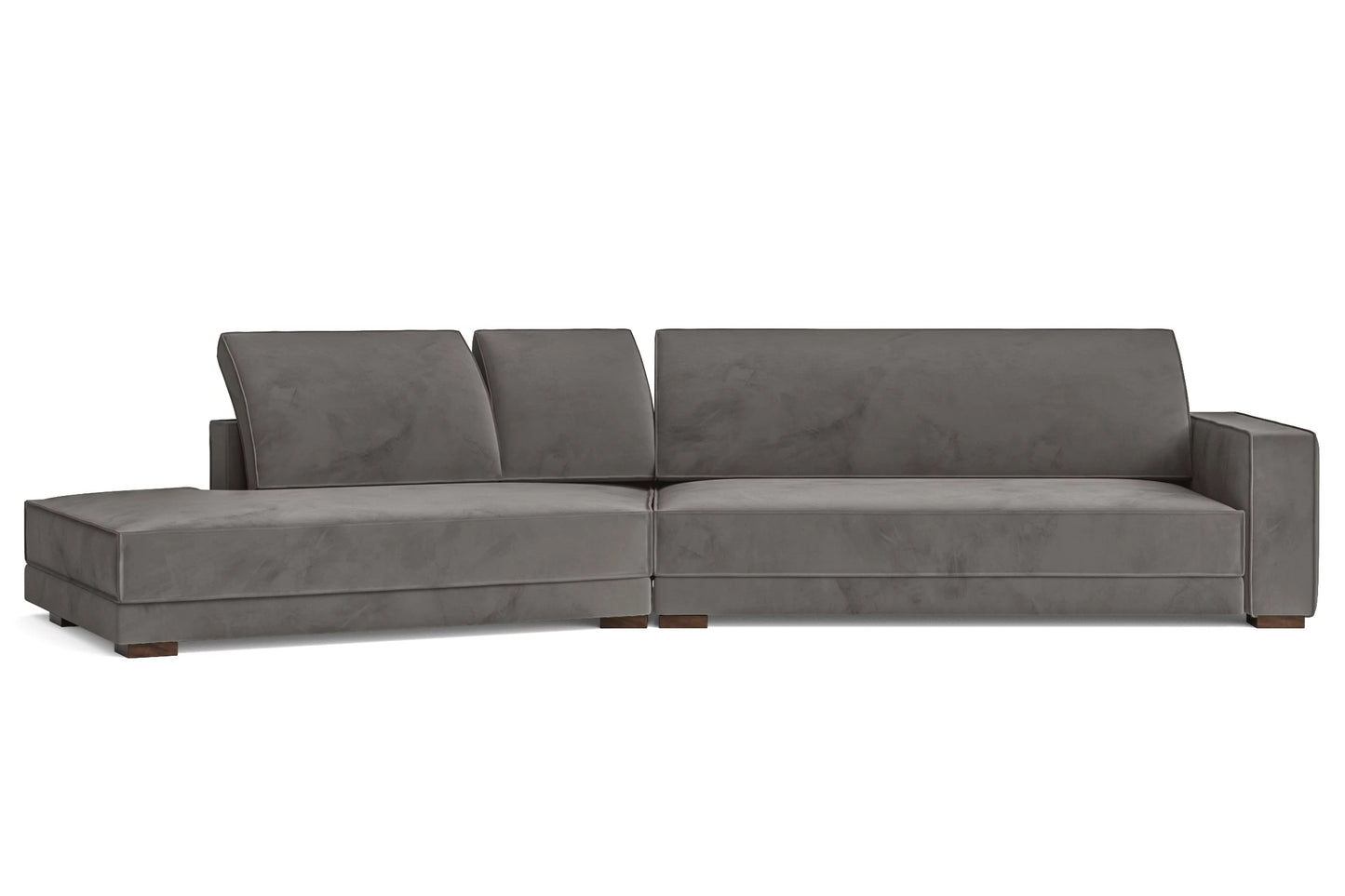 Bolzano 4 Seater Left Hand Facing Chaise Lounge Corner Sofa Grey Velvet